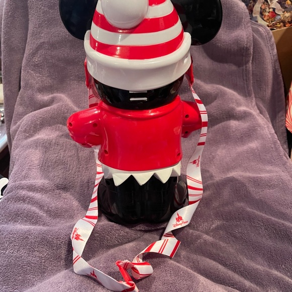 Disney Parks Mickey Mouse Christmas Popcorn Bucket Santa Elf Stripe Suit, #7983 - Picture 5 of 5